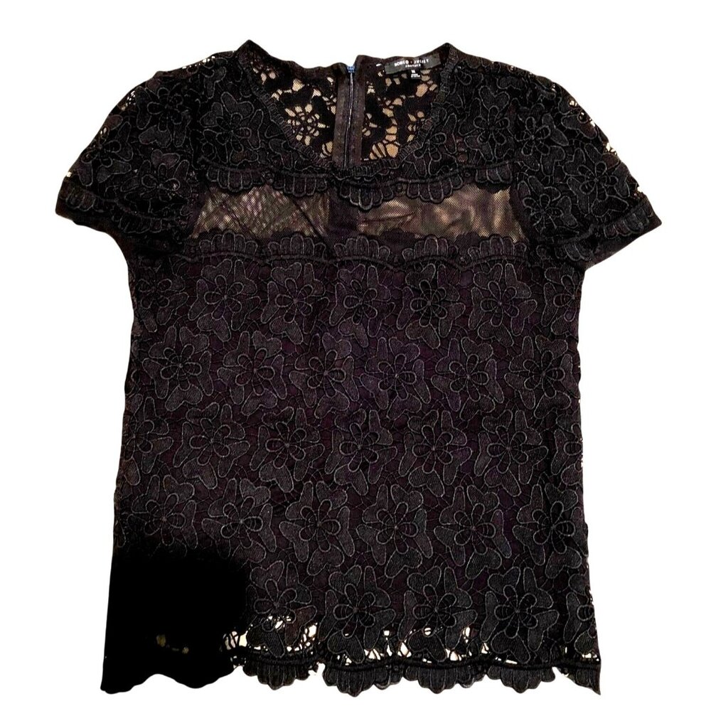 ROMEO & JULIET- BLACK LACE WOMEN'S TOP SIZE MEDIUM
